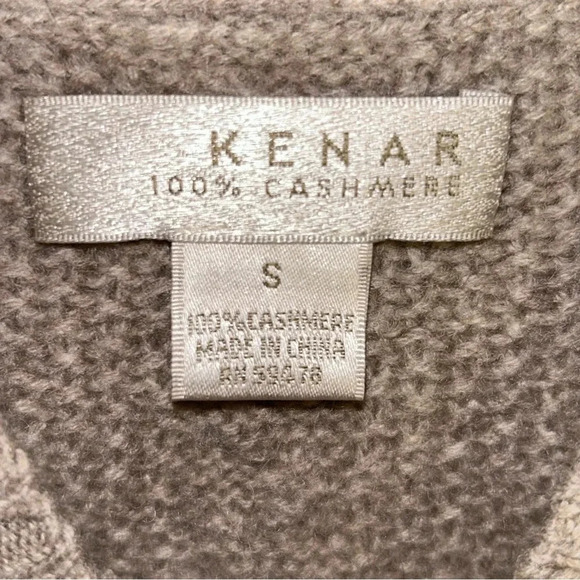 Kenar Sweater Size Small 100% Cashmere Cable Knit Short Sleeves Belted Tan - Picture 3 of 9